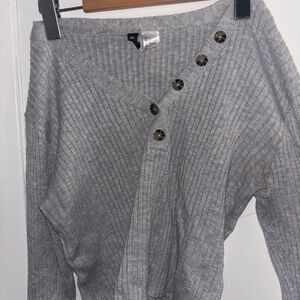 H&M Ribbed Grey Button Sweater